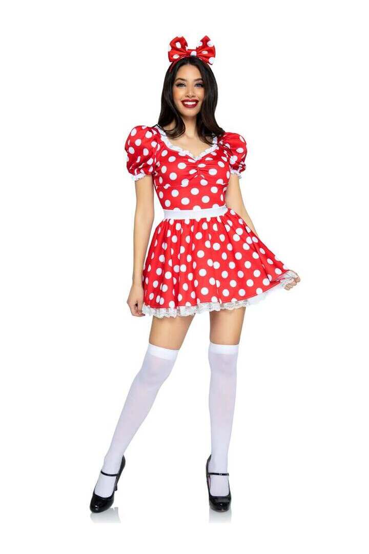 Leg Avenue Polka Dot Dress With Headband Costume in Red/White 3