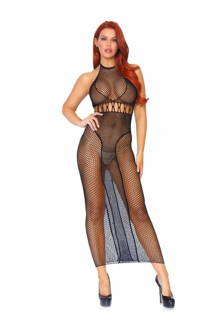 Leg Avenue Power Move Fishnet Bodycon Dress Black in One Size 2