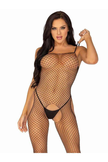 Leg Avenue Power Play Suspender Bodystocking Black in One Size 3