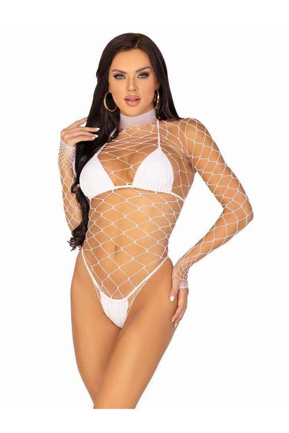 Leg Avenue Pretty Please Net Bodysuit in One Size 5
