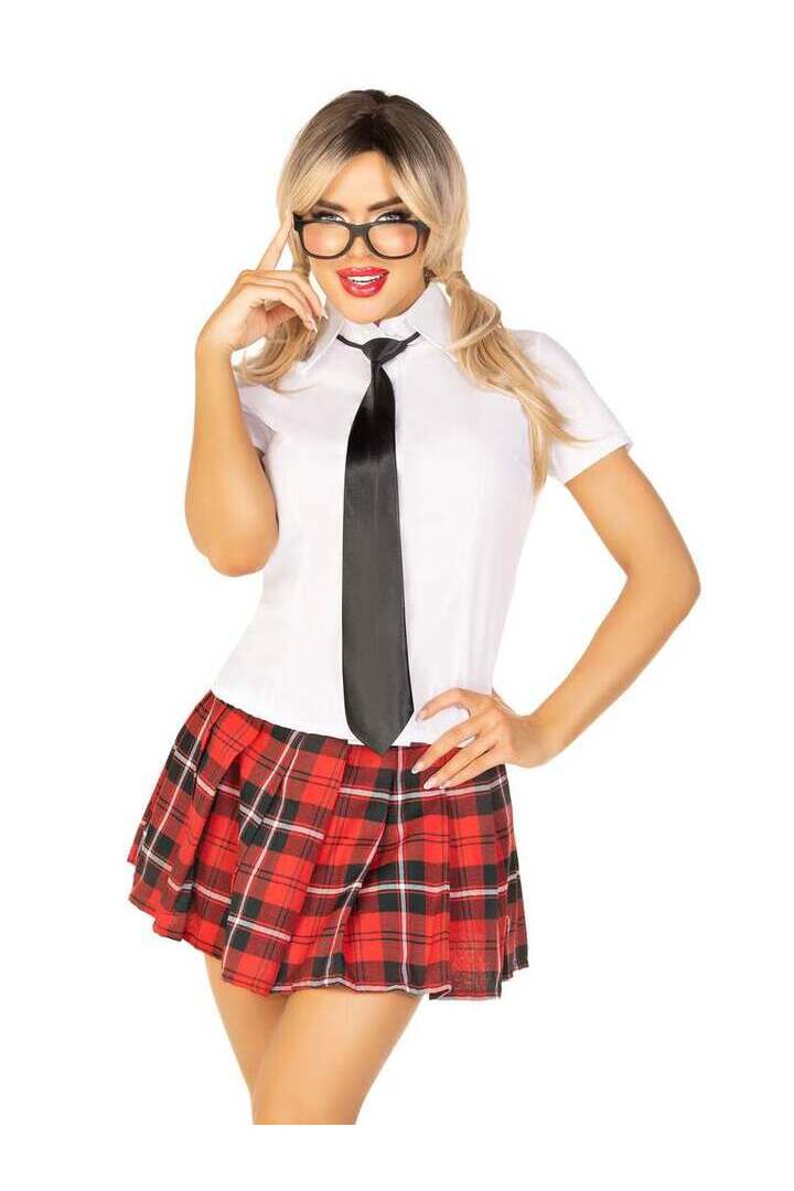 Leg Avenue Private School Sweetie Costume in White/Red 