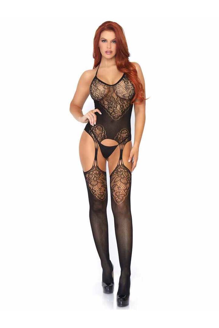 Leg Avenue Pure Obsession Suspender Bodystocking Black in One Size 2