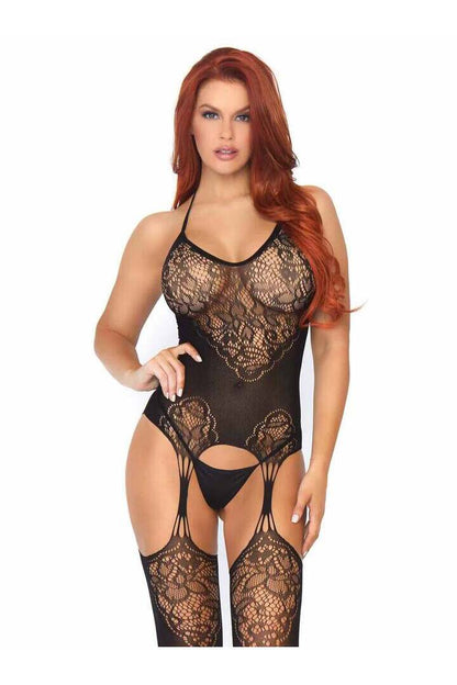 Leg Avenue Pure Obsession Suspender Bodystocking Black in One Size 