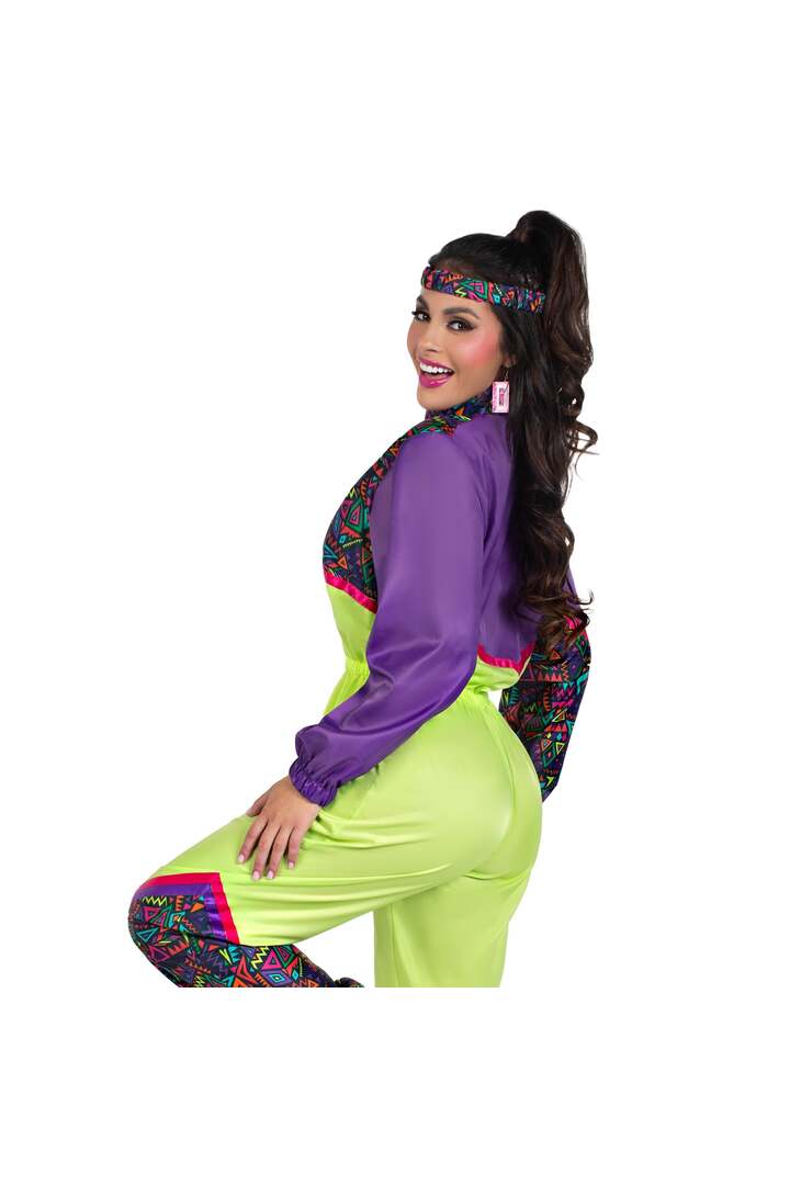 Leg Avenue Rad 80s Tracksuit Costume Purple/Green 3