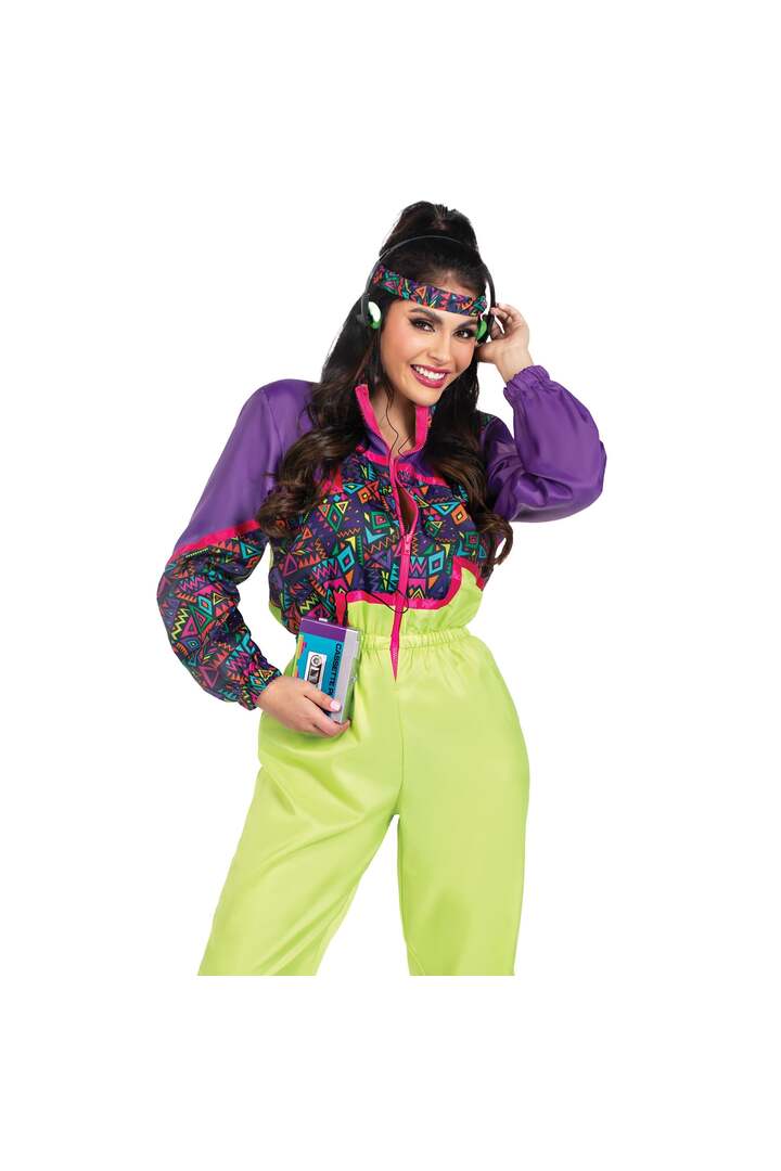 Leg Avenue Rad 80s Tracksuit Costume Purple/Green 