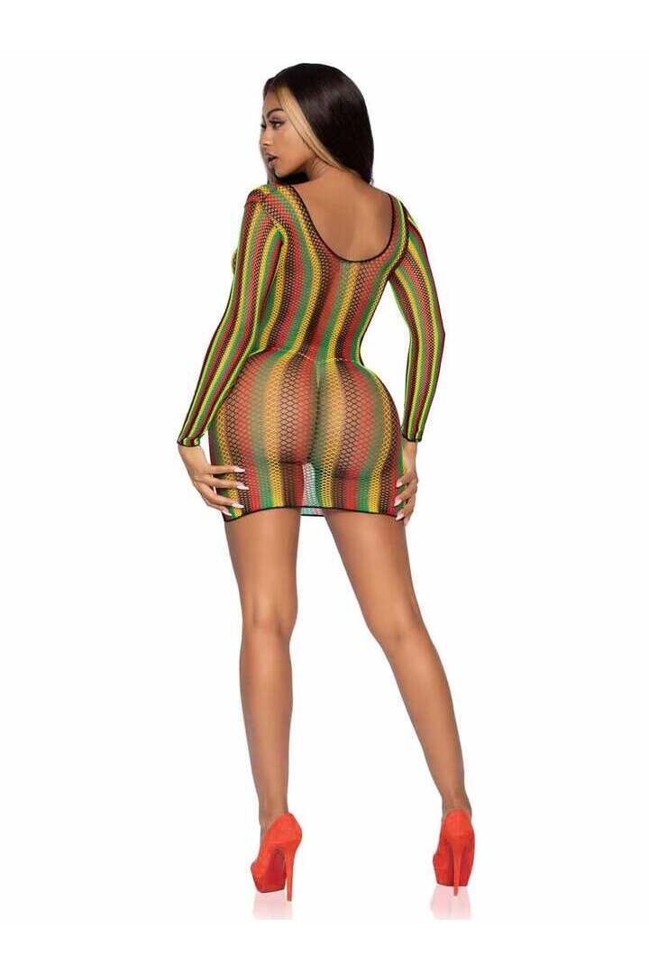 Leg Avenue Rasta Net Mini Dress Rasta in One Size 7