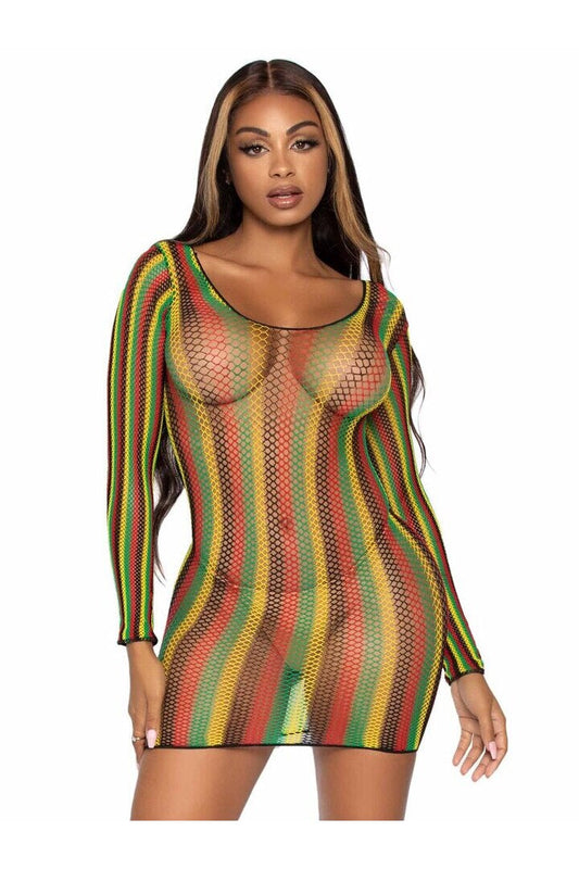 Leg Avenue Rasta Net Mini Dress Rasta in One Size 