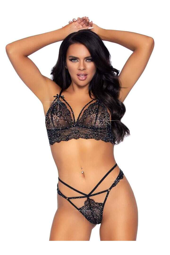 Leg Avenue Ready Or Not Rhinestone Bralette Set 3