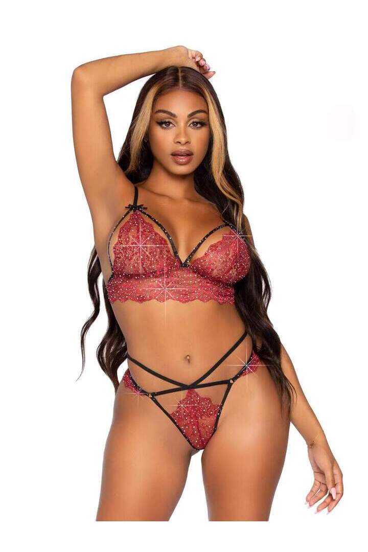 Leg Avenue Ready Or Not Rhinestone Bralette Set 6
