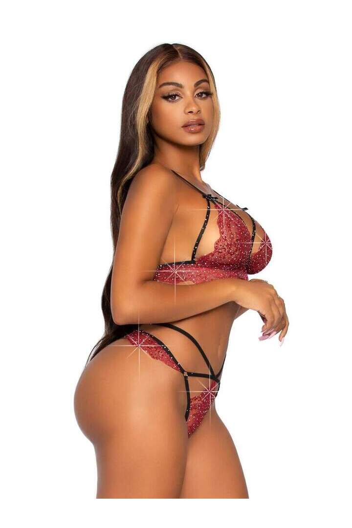 Leg Avenue Ready Or Not Rhinestone Bralette Set 8
