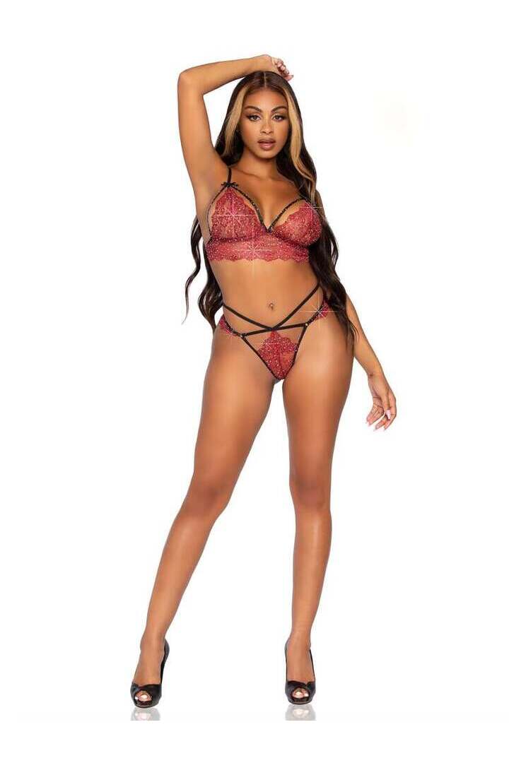 Leg Avenue Ready Or Not Rhinestone Bralette Set 9