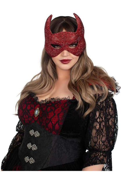 Leg Avenue Rhinestone Devil Mask Red in One Size 2