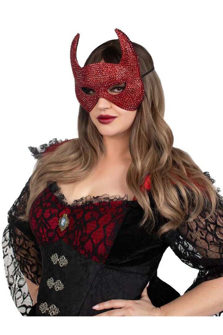 Leg Avenue Rhinestone Devil Mask Red in One Size 3