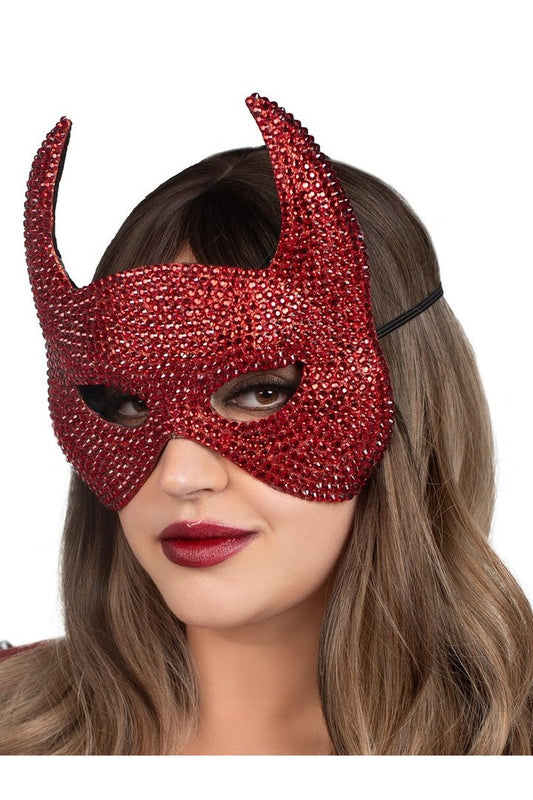 Leg Avenue Rhinestone Devil Mask Red in One Size 