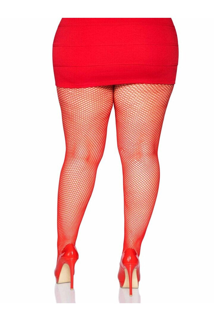 Leg Avenue Risa Plus Nylon Fishnet Tights in Queen Size 10
