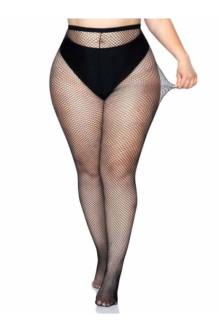 Leg Avenue Risa Plus Nylon Fishnet Tights in Queen Size 3