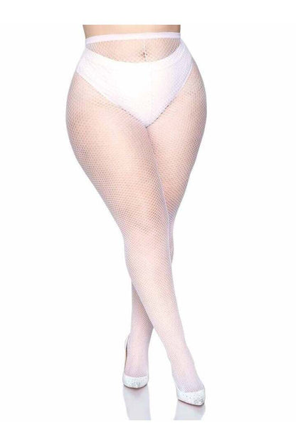 Leg Avenue Risa Plus Nylon Fishnet Tights in Queen Size 7