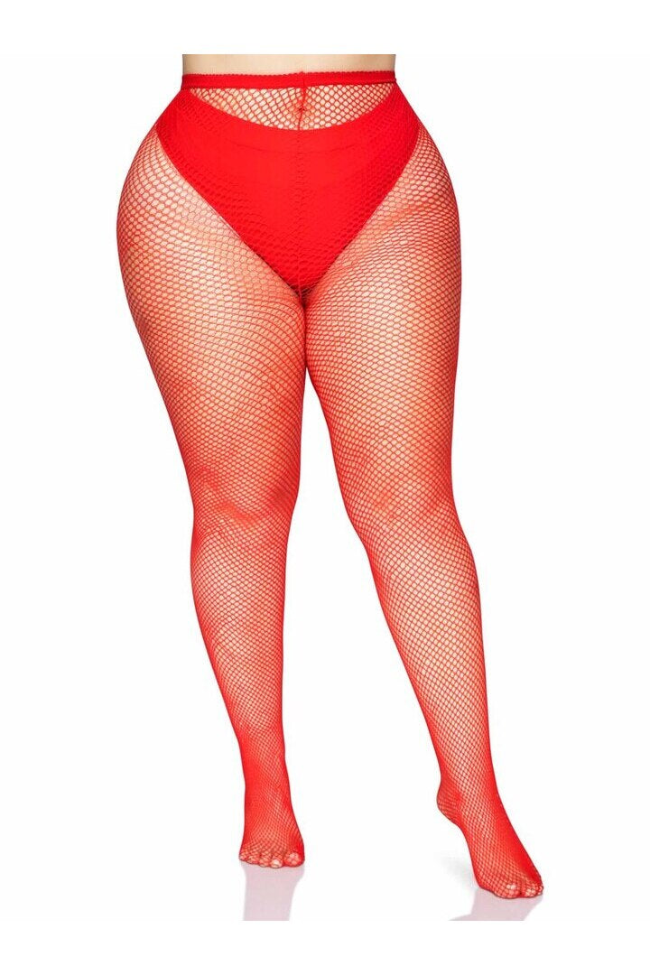 Leg Avenue Risa Plus Nylon Fishnet Tights in Queen Size 8