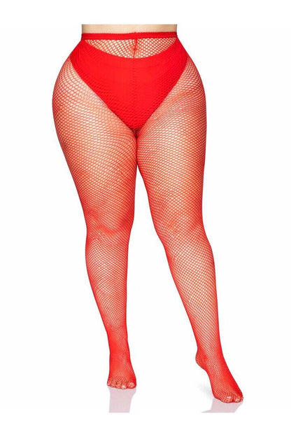 Leg Avenue Risa Plus Nylon Fishnet Tights in Queen Size 8