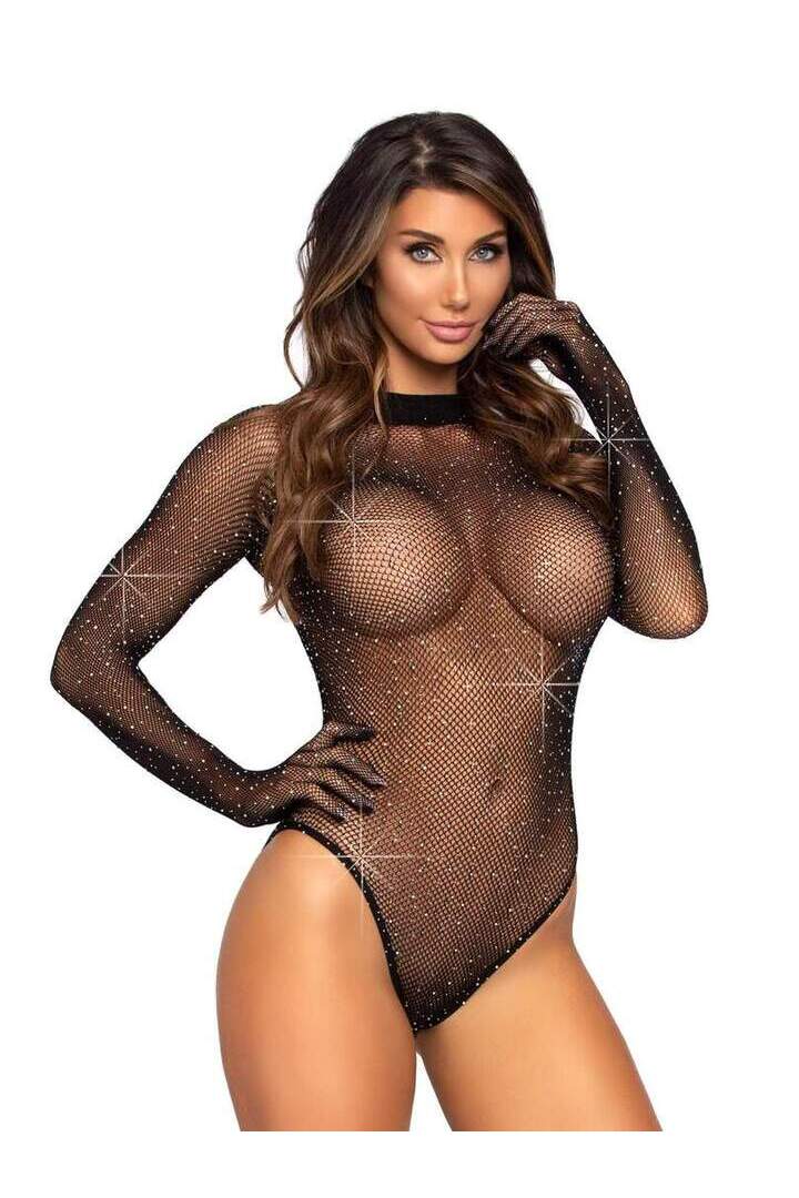 Leg Avenue Risk Factor Gloved Bodysuit Black in One Size 