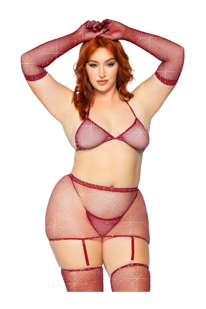 Leg Avenue Risk Taker Plus Rhinestone Bra Set in 1X/2X  9