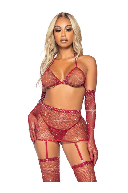 Leg Avenue Risk Taker Rhinestone Bra Set in One Size  25