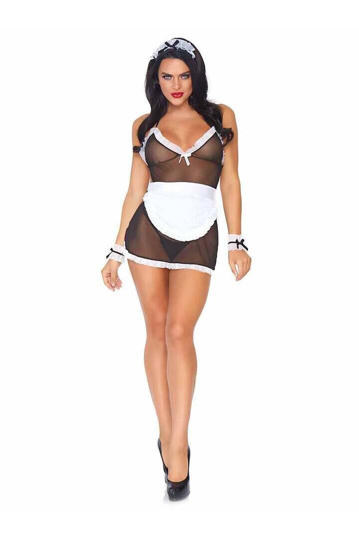 Leg Avenue Seductive French Maid Dress Set Black/White in One Size 2