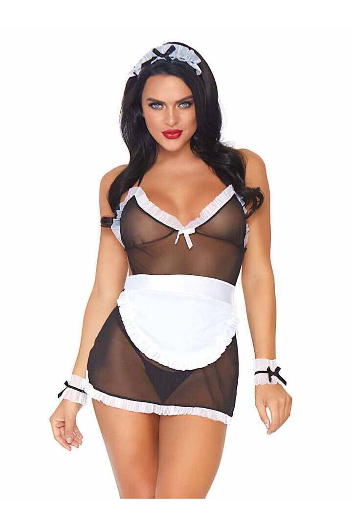 Leg Avenue Seductive French Maid Dress Set Black/White in One Size 