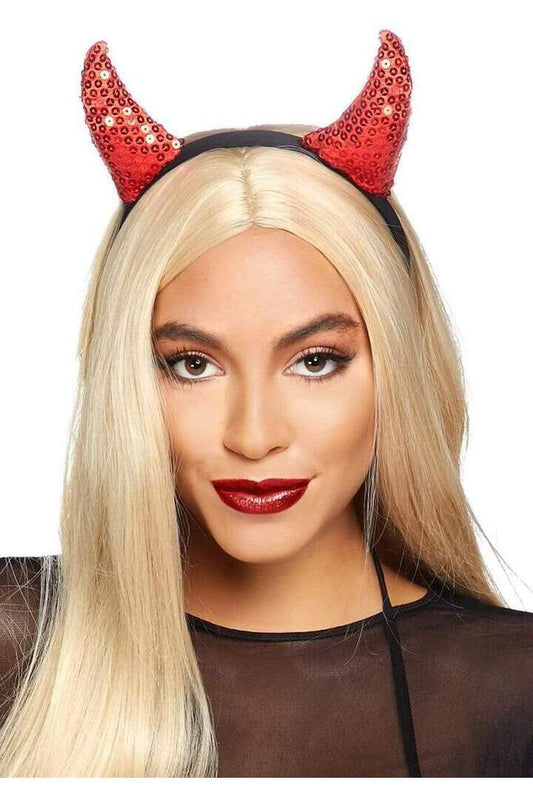 Leg Avenue Sequin Devil Horns Headband Red in One Size 