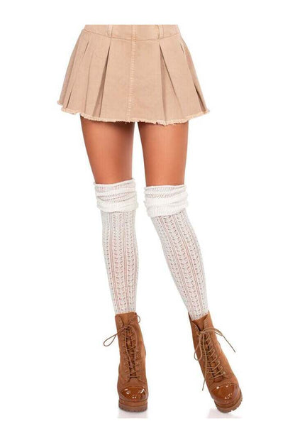 Leg Avenue Serena Pointelle Knee Scrunch Socks in One Size 4