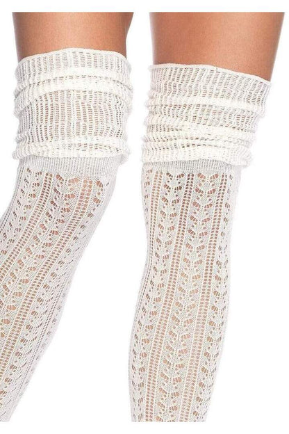 Leg Avenue Serena Pointelle Knee Scrunch Socks in One Size 5