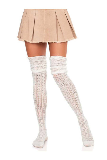 Leg Avenue Serena Pointelle Knee Scrunch Socks in One Size 7