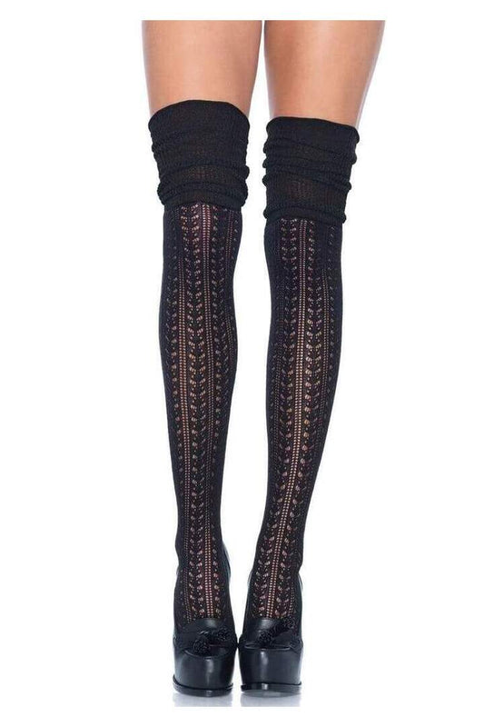 Leg Avenue Serena Pointelle Knee Scrunch Socks in One Size 