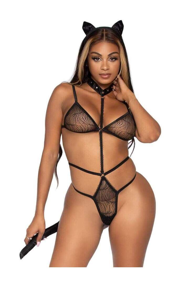 Leg Avenue Sex Kitten Bedroom Costume Set Black in One Size 