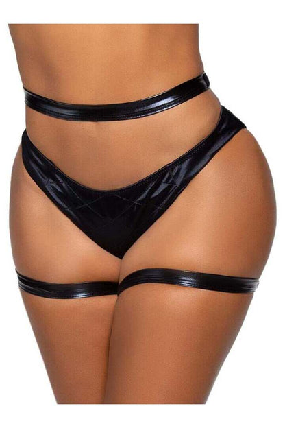 Leg Avenue Side Piece Wet Look Butt Harness Black in One Size 2
