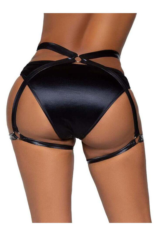 Leg Avenue Side Piece Wet Look Butt Harness Black in One Size 