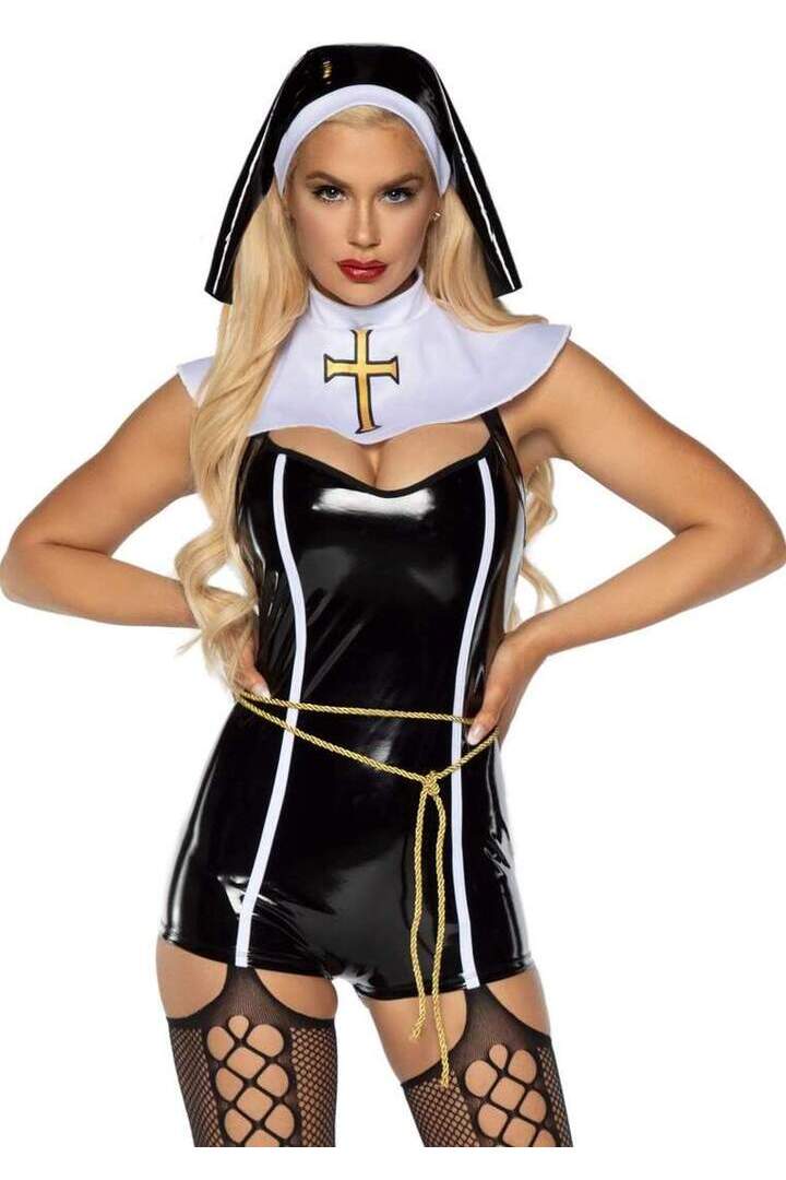 Leg Avenue Sinful Sister Nun Costume in Black 