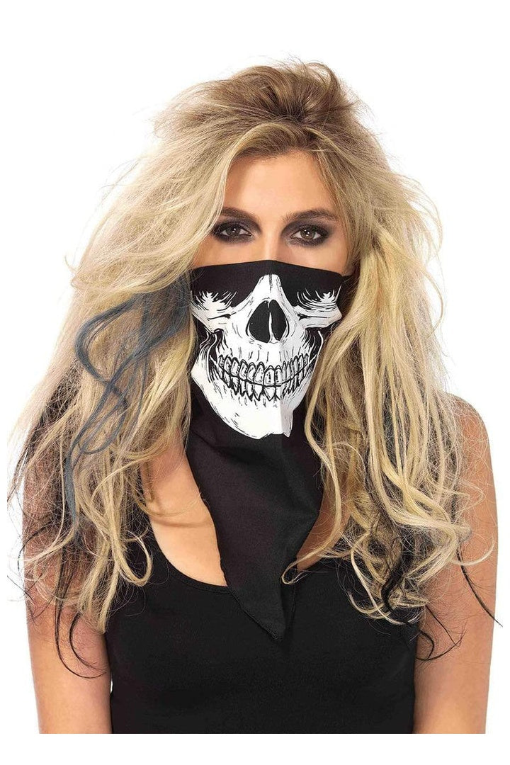 Leg Avenue Skull Bandana Face Mask Black/White in One Size 