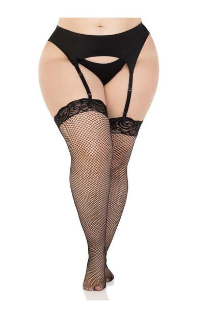 Leg Avenue Sloane Plus Fishnet Thigh High Stockings Black in Queen Size 3