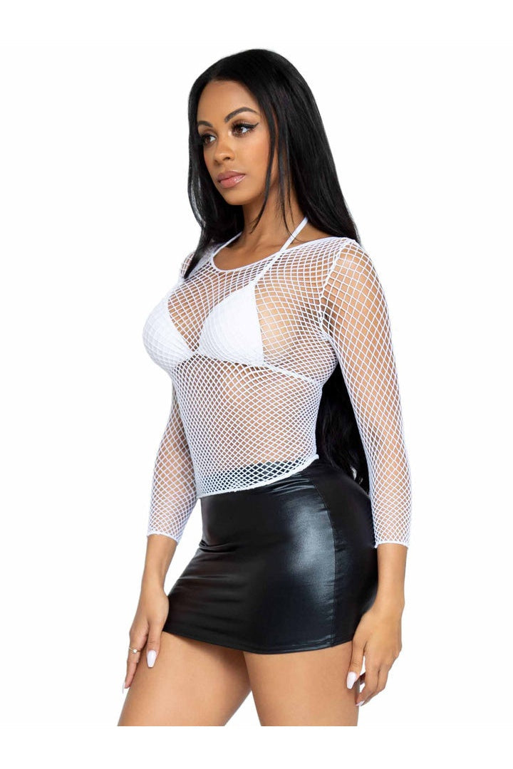 Leg Avenue So Chill Fishnet Long Sleeve Shirt in One Size  4