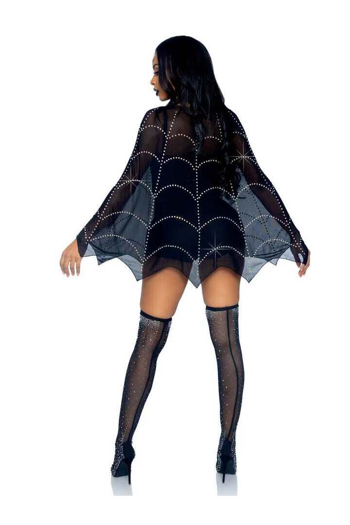 Leg Avenue Spider Web Rhinestone Costume Poncho Black in One Size 3