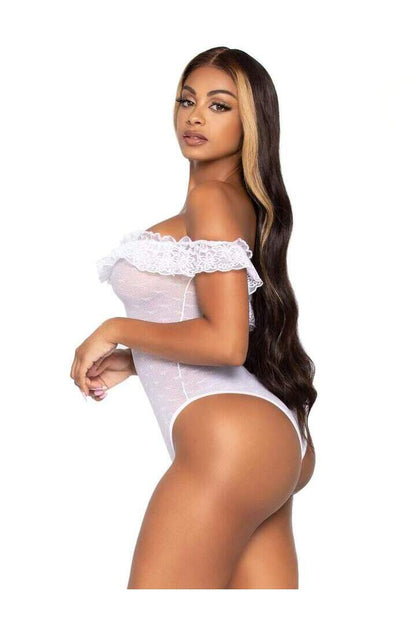 Leg Avenue Spring Fling Teddy Bodysuit White in One Size 2