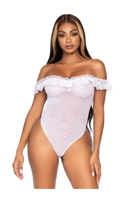 Leg Avenue Spring Fling Teddy Bodysuit White in One Size 