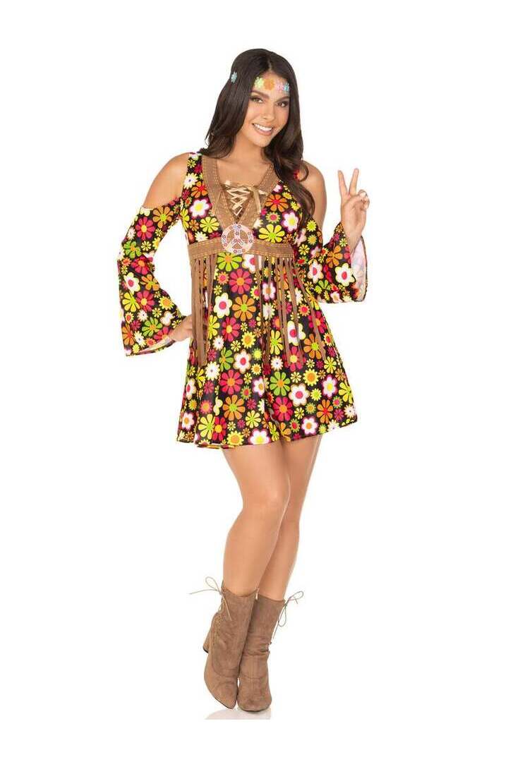 Leg Avenue Starflower Hippie Dress Costume in Brown 4