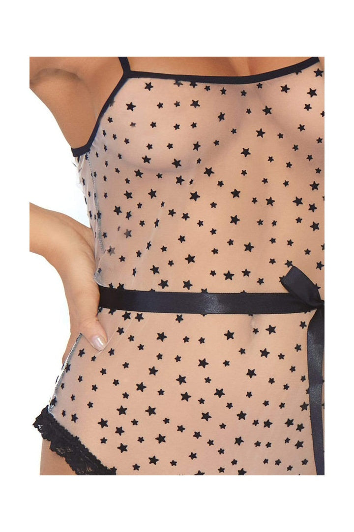 Leg Avenue Stargazer Sheer Bodysuit White/Black  3