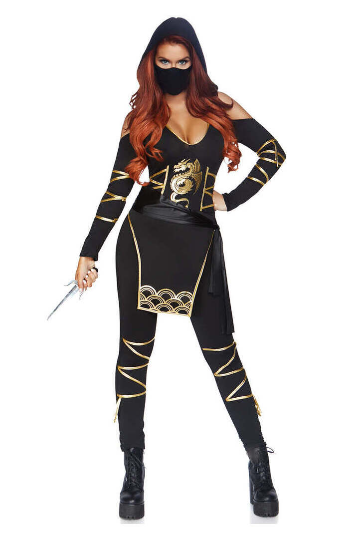 Leg Avenue Stealth Ninja Costume in Black/Gold 2
