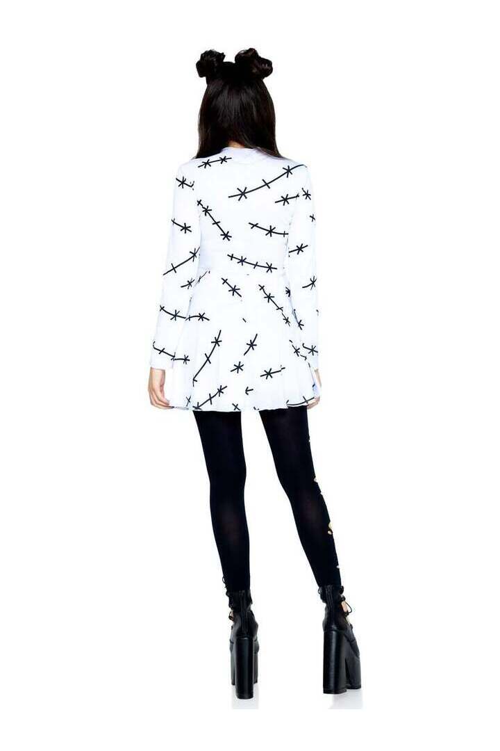 Leg Avenue Stitch T-Shirt Dress in White/Black 2