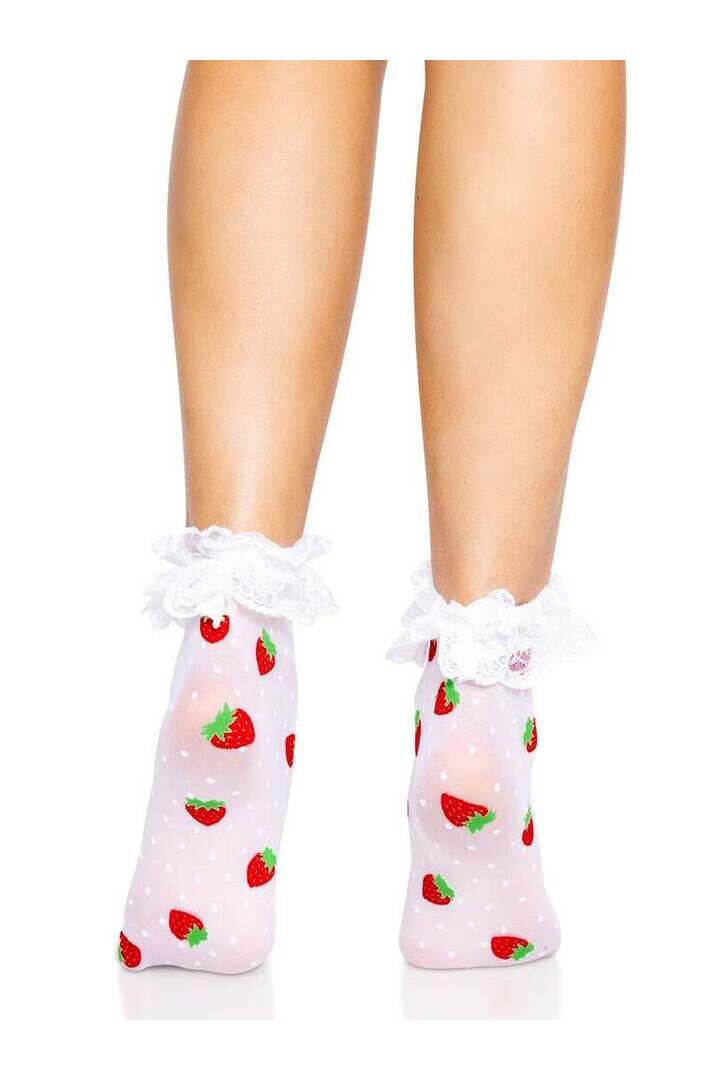 Leg Avenue Strawberry Ruffle Anklets White/Red in One Size 2