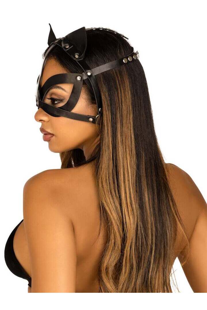 Leg Avenue Studded Cat Mask Black in One Size 2