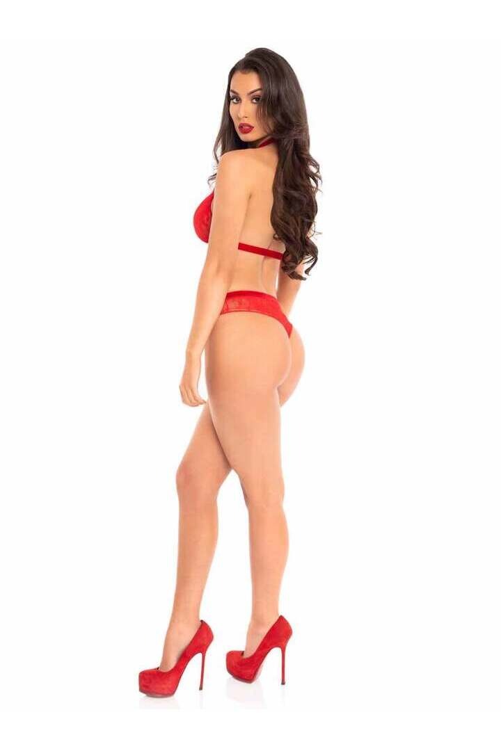 Leg Avenue Stunner Lace Bralette Set in Red 3